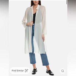 NWT Eileen Fisher Crinkled Sheer Silk Classic Collar Jacket